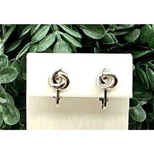 Vintage Silver Tone Knot Clip-On Earrings